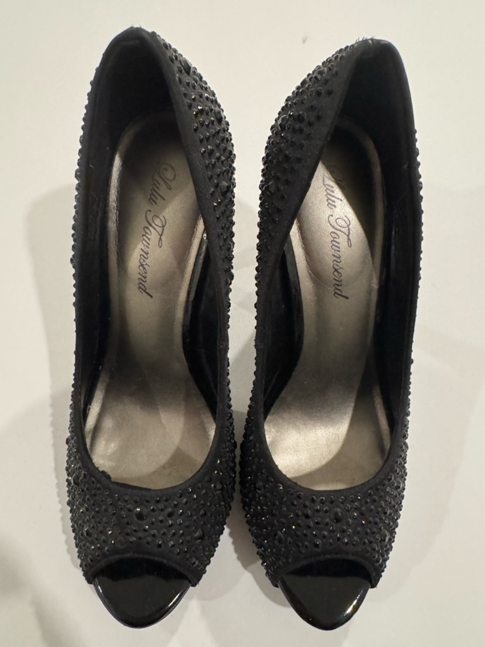 Rhinestone Studded Peeptoe Heels
